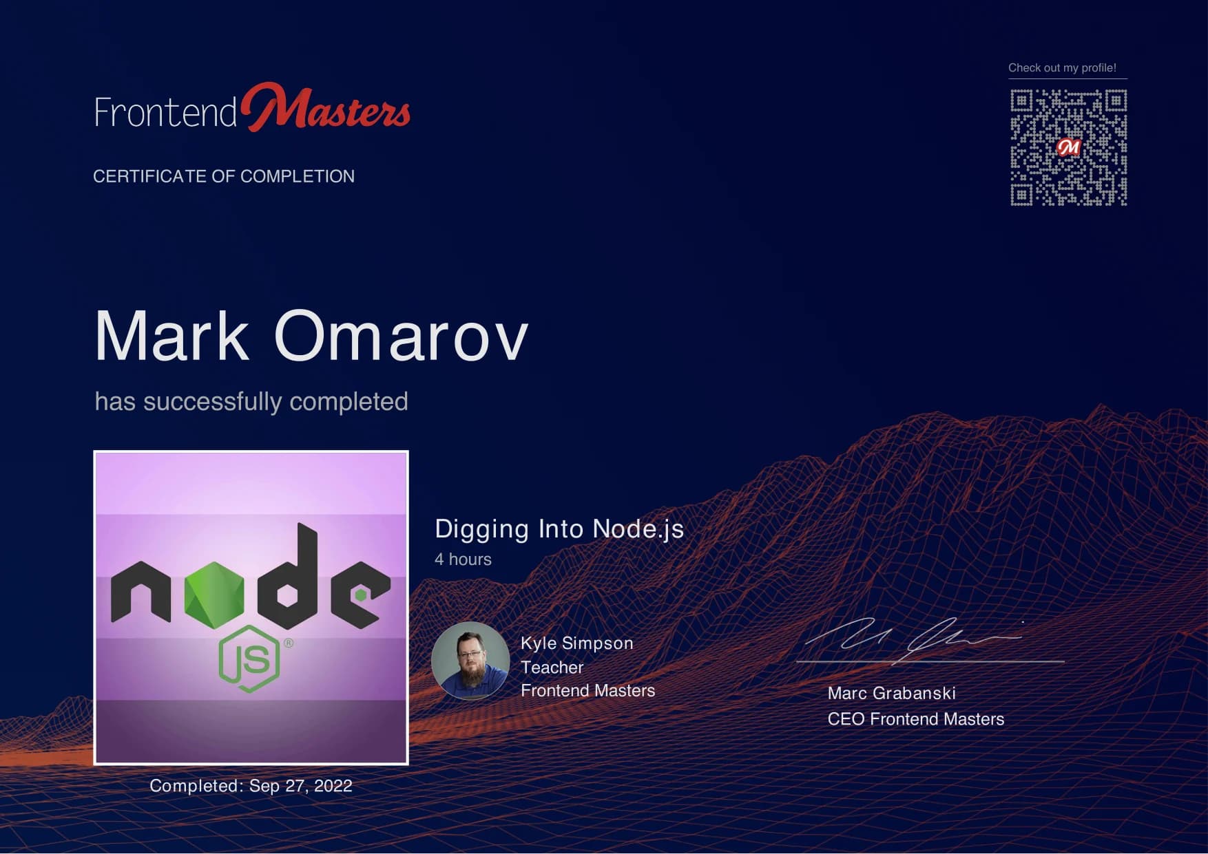 Course Completed: Digging Into Node.js